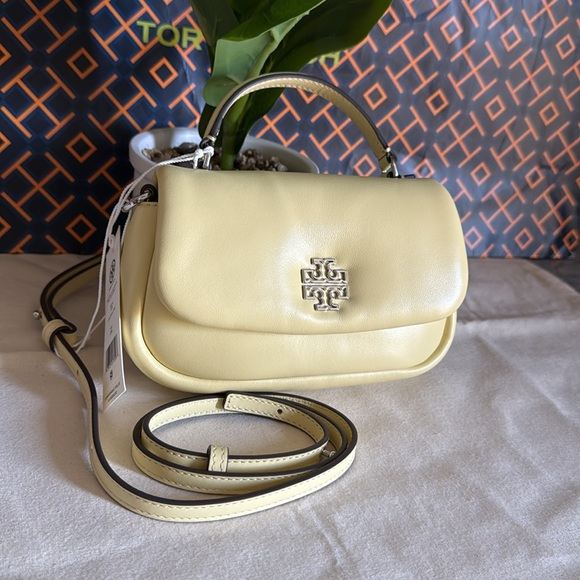 NWT ,Tory Burch Britten puffy mini top handle in yellow Yellow Crossbody - Picture 4 of 15